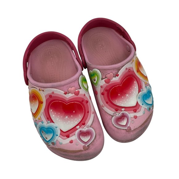 Girls Crocs Heart Design Slip-On Clogs With Strap Pink Size 12 Light Up - Picture 3 of 7